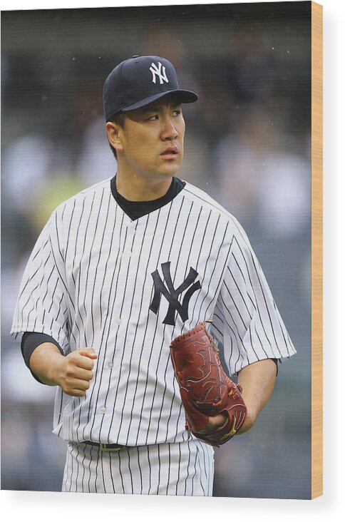 American League Baseball Wood Print featuring the photograph Masahiro Tanaka #7 by Al Bello