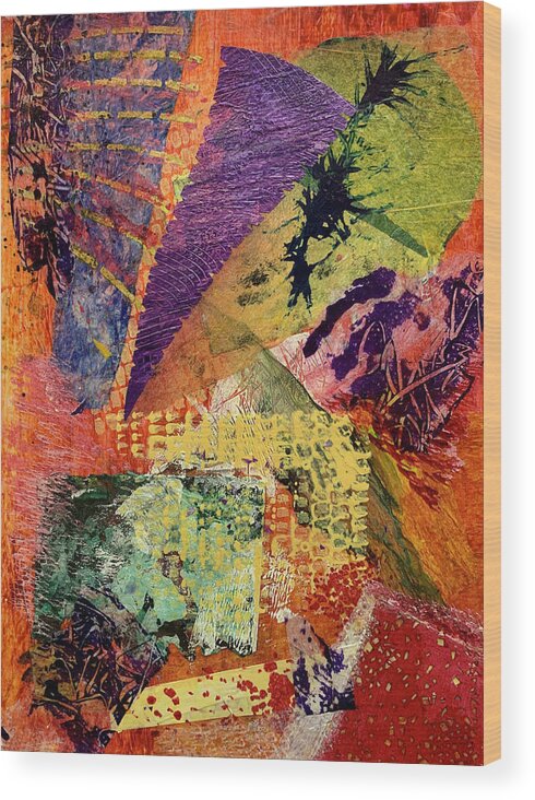 Collage Wood Print featuring the mixed media Abstract Collage #1 by Lorena Cassady