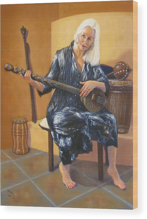 Realism Wood Print featuring the painting African Strings #7 by Donelli DiMaria