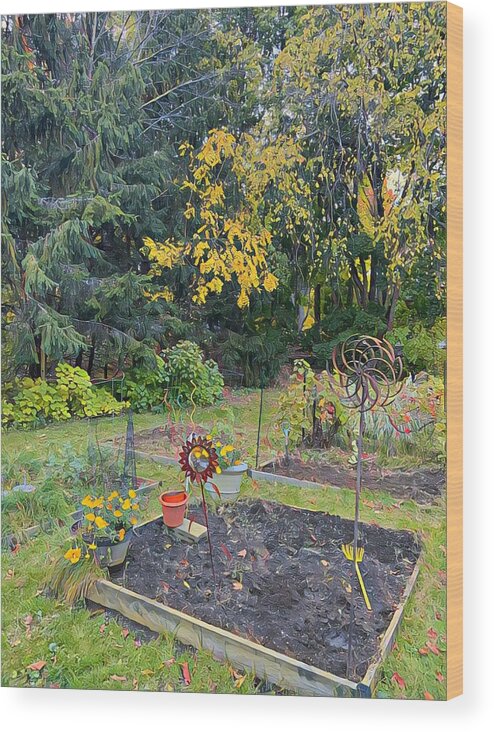 Garden Wood Print featuring the digital art After the harvest by Steve Glines