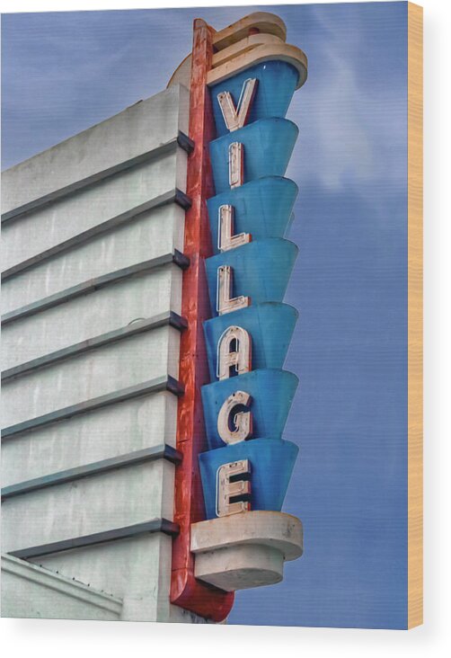 Theater Wood Print featuring the photograph Art Deco Neon Village Theater by Matthew Bamberg