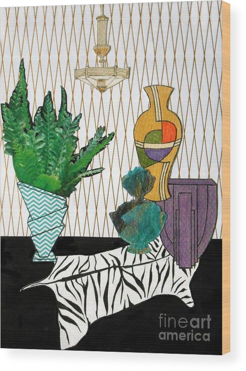 Art Deco Wood Print featuring the mixed media Art-Deco Pottery No.1 by Jayne Somogy