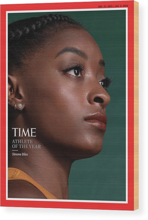 Time Athlete Of The Year Wood Print featuring the photograph 2021 Athlete of the Year - Simone Biles by Photograph by Djeneba Aduayom for TIME