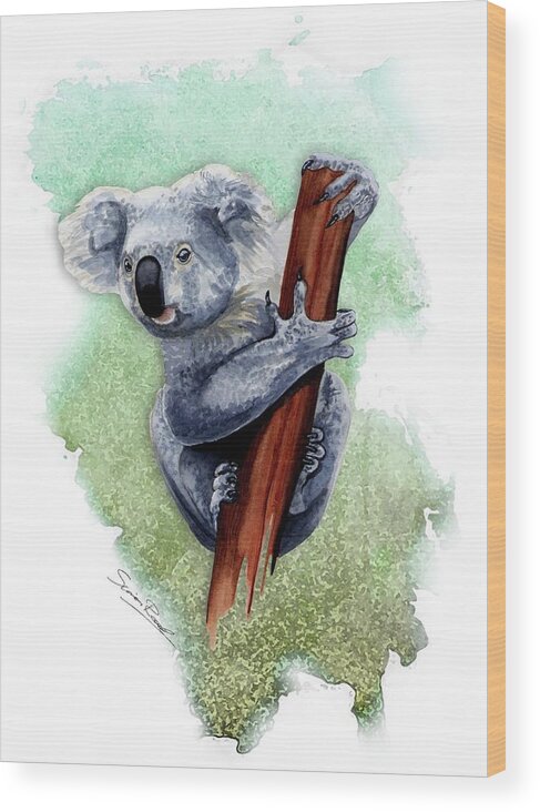 Art Wood Print featuring the painting Australian Koala by Simon Read