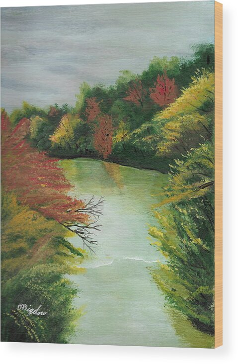 River Wood Print featuring the painting Autum River by David Bigelow