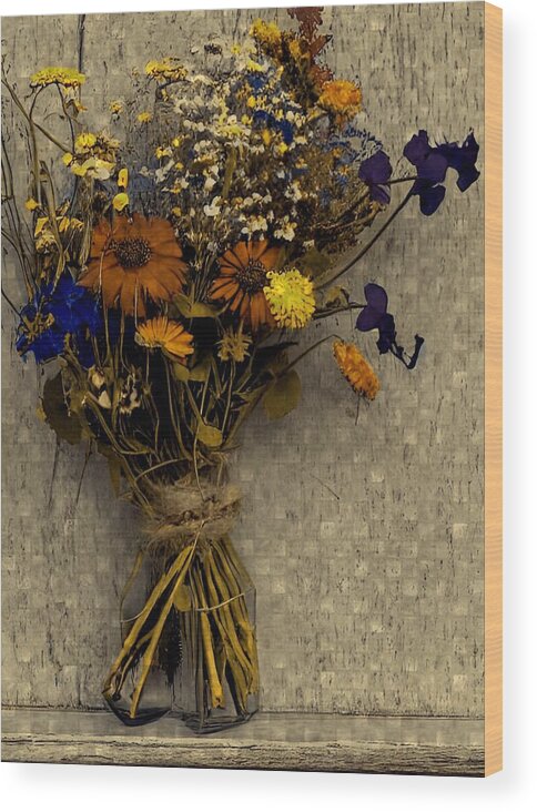 Wildflowers Wood Print featuring the mixed media Autumn Bouquet by Bonnie Bruno