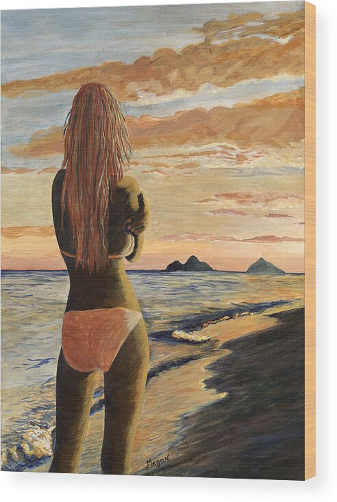 Hawaii Wood Print featuring the painting Back to Lanikai by Megan Collins