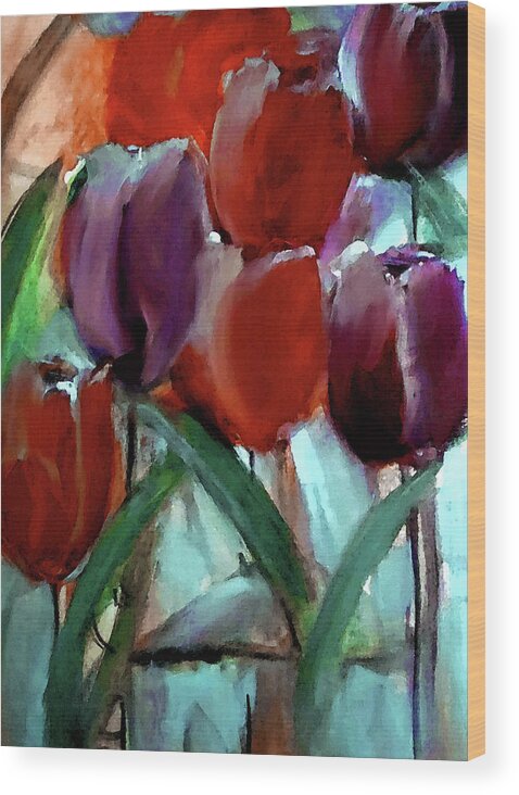 Tulips Wood Print featuring the painting Beautiful Mushroom by Lisa Kaiser