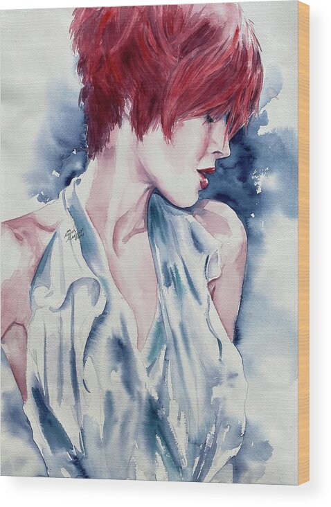 Redhead Wood Print featuring the painting Beyond Words by Michal Madison