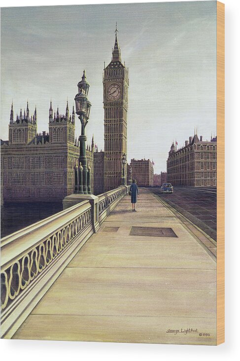 Architectural Cityscape Wood Print featuring the painting Big Ben and Parliament by George Lightfoot