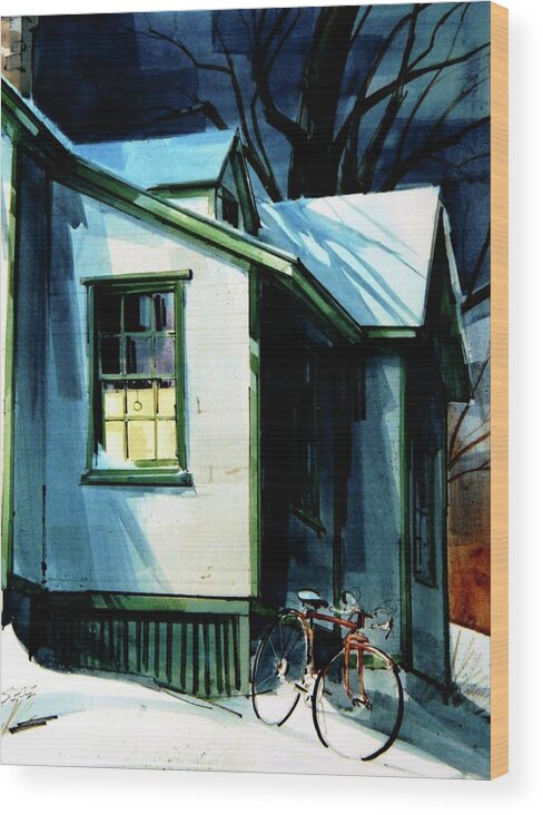  Wood Print featuring the painting Bike Rest by Art Scholz