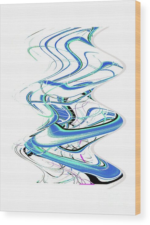 Blue Wood Print featuring the digital art bLUE sMOKE cLEAR sKIES by Scott S Baker