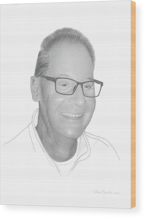 Portrait Wood Print featuring the drawing Brad by Conrad Mieschke