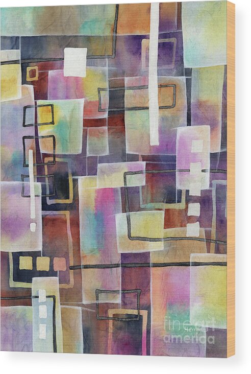 Abstract Wood Print featuring the painting Bridging Gaps by Hailey E Herrera