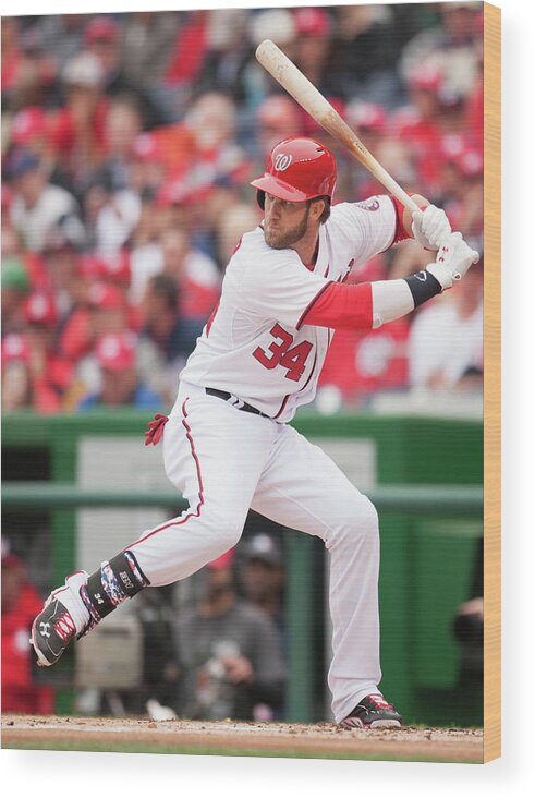National League Baseball Wood Print featuring the photograph Bryce Harper by Mitchell Layton