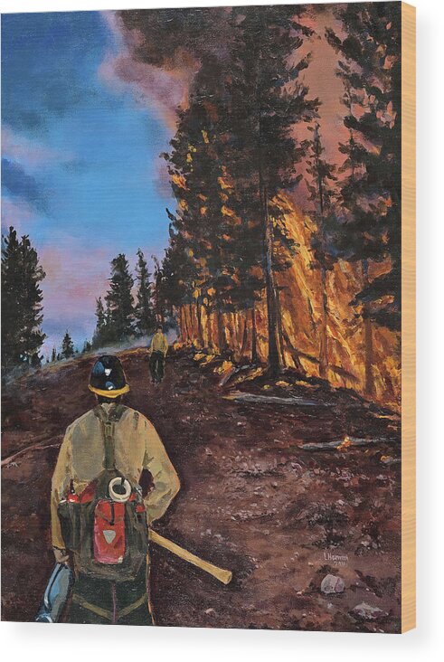 Wildland Fire Wood Print featuring the digital art Burn Out by Les Herman