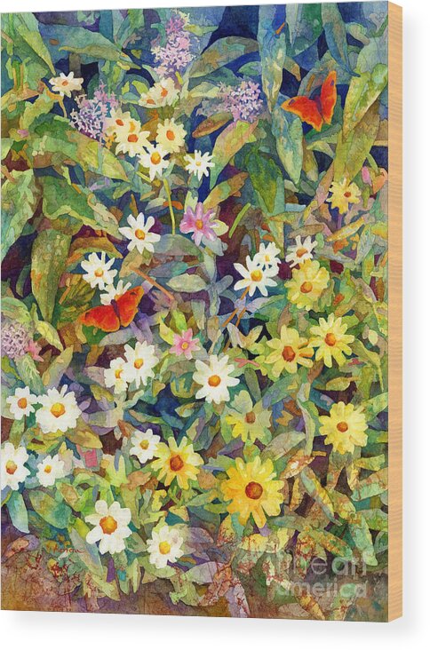 Flowers Wood Print featuring the painting Butterfly Garden by Hailey E Herrera