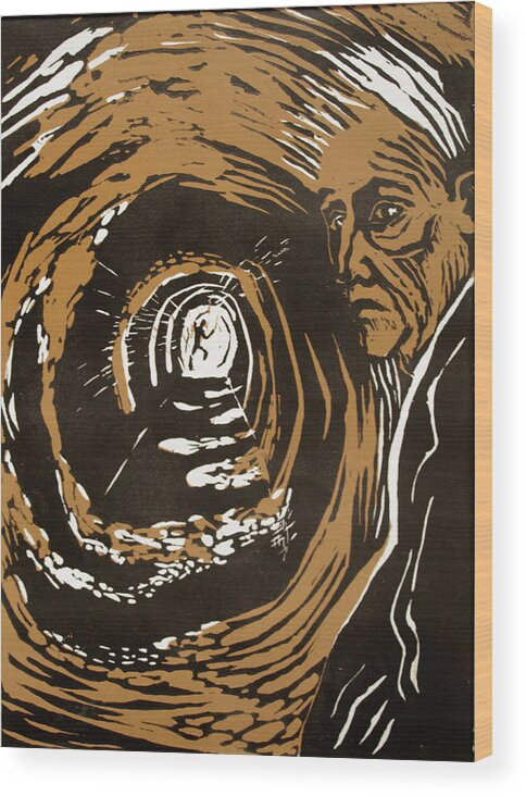 Two-plate Linocut Wood Print featuring the drawing Calling of Ancient Spirit by Judy Frisk