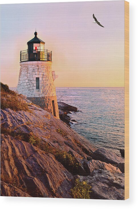 Castle Hill Lighthouse Wood Print featuring the photograph Castle Hill Lighthouse 2 Newport by Marianne Campolongo