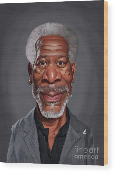 Illustration Wood Print featuring the digital art Celebrity Sunday - Morgan Freeman by Rob Snow