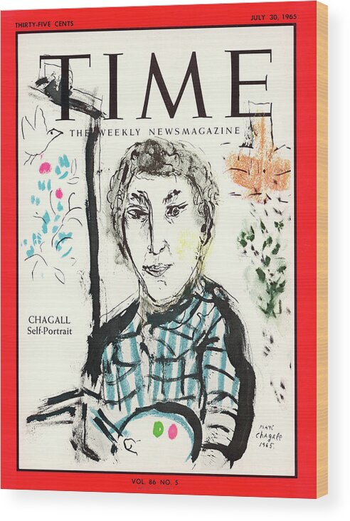 Marc Chagall Wood Print featuring the photograph Chagall Self-Portrait by Marc Chagall