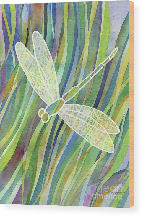 Dragonfly Wood Print featuring the painting Crystal Wings 2 by Hailey E Herrera