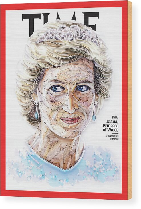 Time Wood Print featuring the photograph Diana, Princess of Wales, 1987 by Paper sculpture by Yulia Brodskaya for TIME
