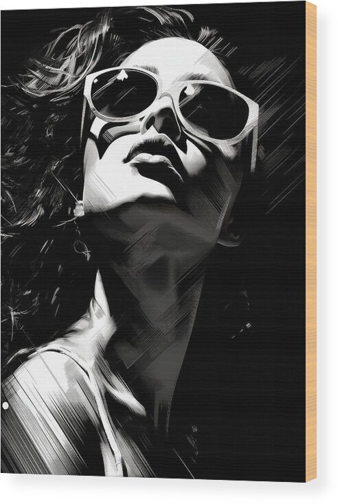 Sunglasses Wood Print featuring the digital art Digital Erotic No.2 by My Head Cinema