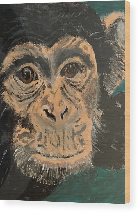 Chimpanzee Wood Print featuring the painting Chimpanzee Rescue by Melody Fowler