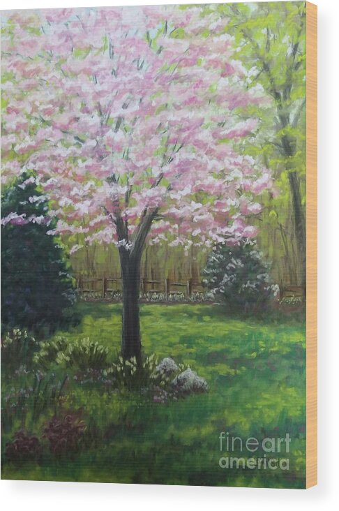 Dogwood Wood Print featuring the pastel Dogwood Spring SOLD prints available by Lisa Bliss Rush