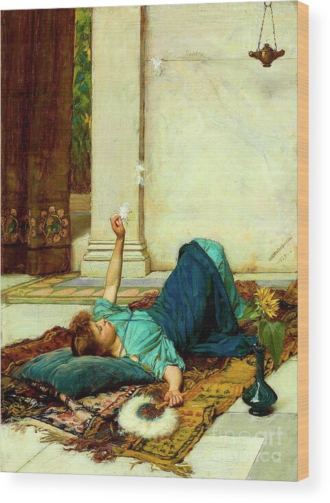 Dolce Far Niente Wood Print featuring the painting Dolce Far Niente by John William Waterhouse
