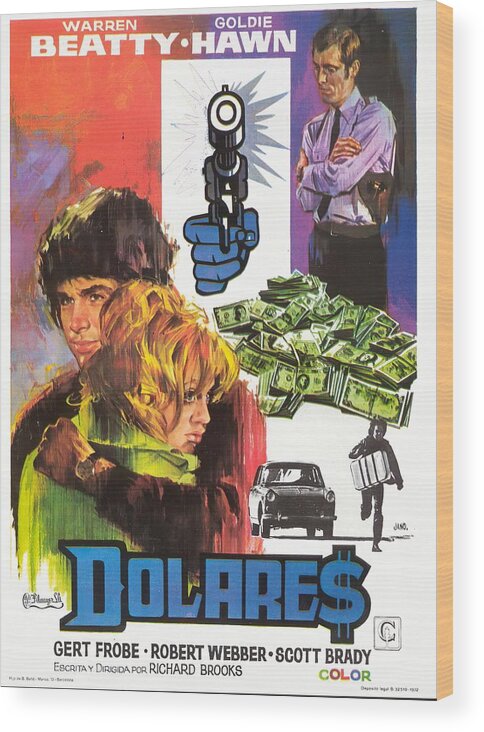 Synopsis Wood Print featuring the mixed media ''Dollars'', 1971, movie poster, art by Jano by Movie World Posters