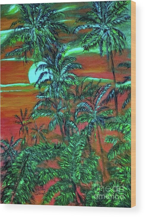 Mahina Wood Print featuring the painting Dreaming Sky by Michael Silbaugh