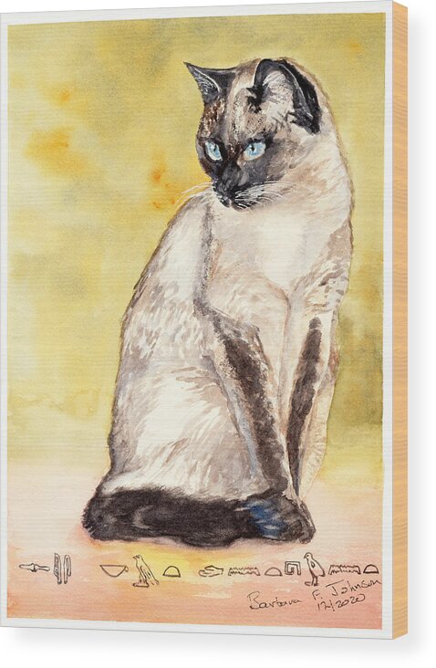 Siamese Cat Wood Print featuring the painting Eddie by Barbara F Johnson