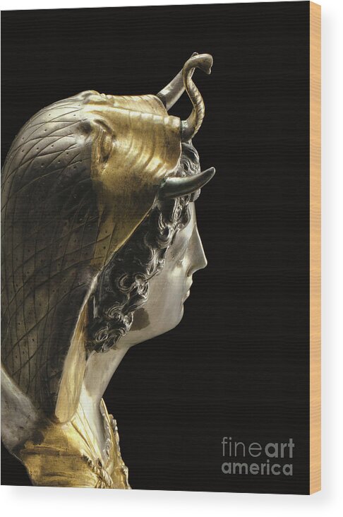 Cleopatra Wood Print featuring the sculpture Emblema of Cleopatra Selene by Roman School