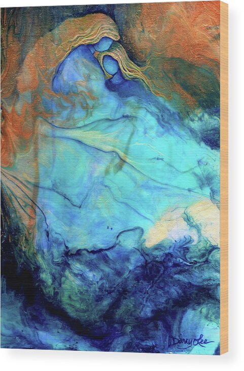 Spiritual Feminine Wood Print featuring the painting Embrace by Darcy Lee Saxton
