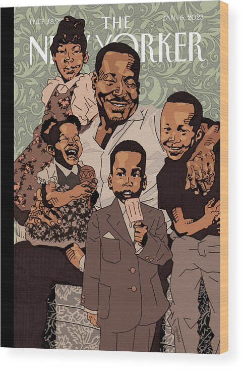 Family Man Wood Print featuring the painting Family Man by Pola Maneli