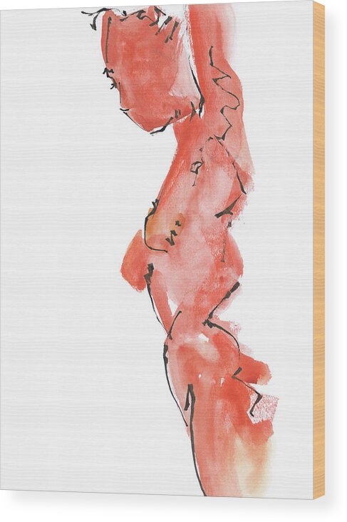 Figure Wood Print featuring the drawing Figure 212509 by Chris N Rohrbach