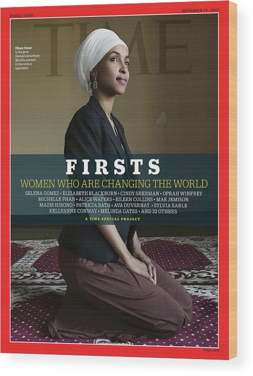 Ilhan Omar Wood Print featuring the photograph Firsts - Women Who Are Changing the World, Ilhan Omar by Photograph by Luisa Dorr for TIME