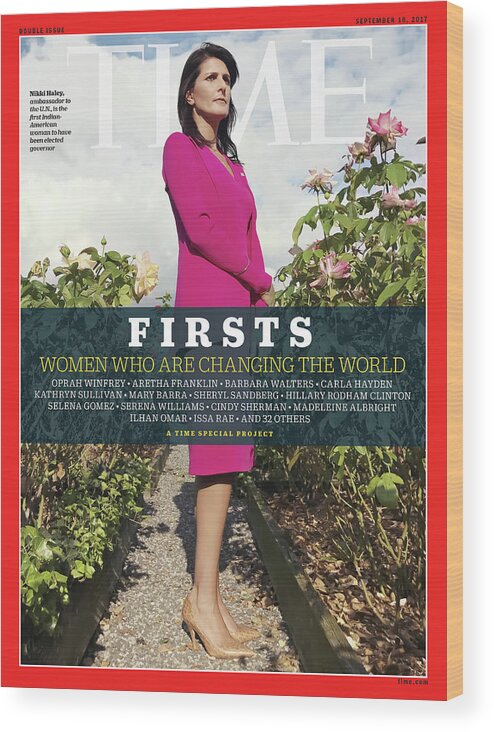 Nikki Haley Wood Print featuring the photograph Firsts - Women Who Are Changing the World, Nikki Haley by Photograph by Luisa Dorr for TIME