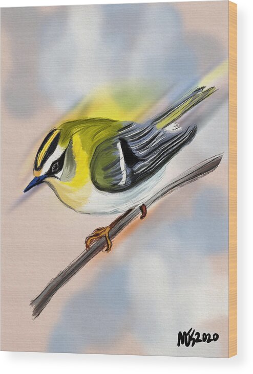 Birds Wood Print featuring the digital art Flashing Yellow by Michael Kallstrom