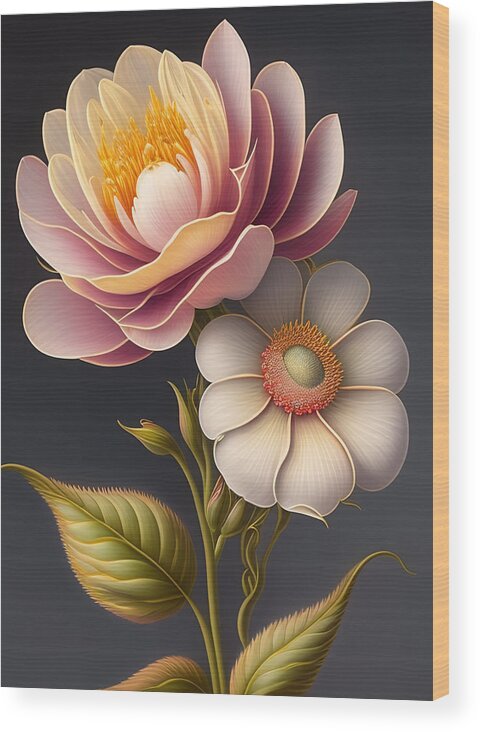 Illustration Wood Print featuring the digital art Flower Blossoms by Lori Hutchison