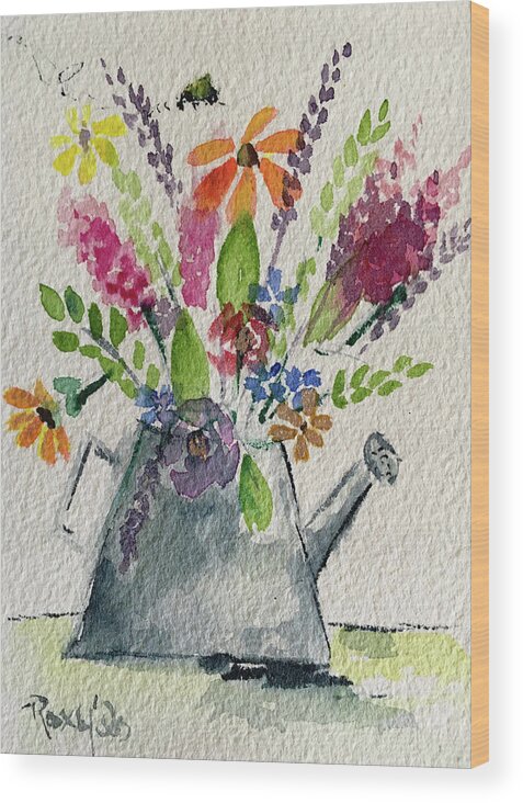 Flowers Wood Print featuring the painting Flower Buzz by Roxy Rich