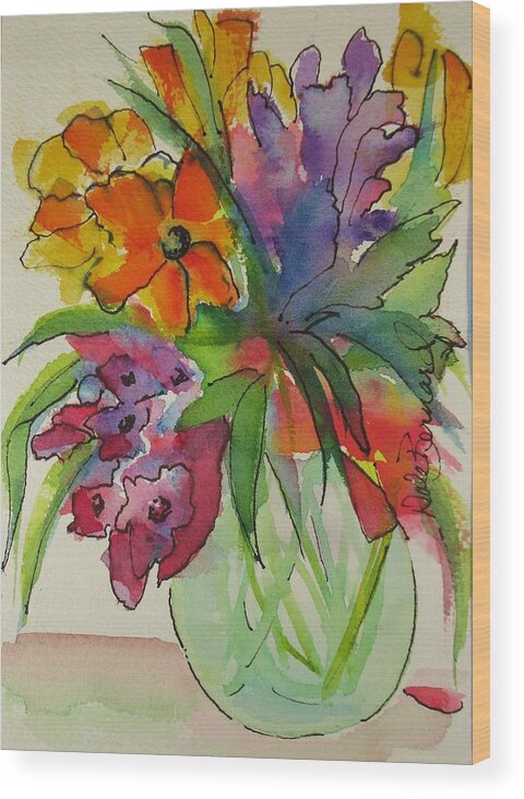 Bouquet Wood Print featuring the painting For Me by Dale Bernard