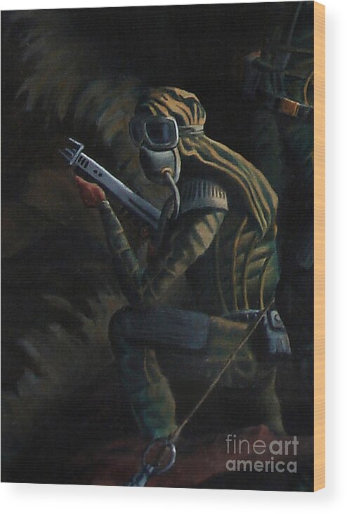 Dune. Fremen Wood Print featuring the painting Fremen Warrior of Dune 2 by Ken Kvamme