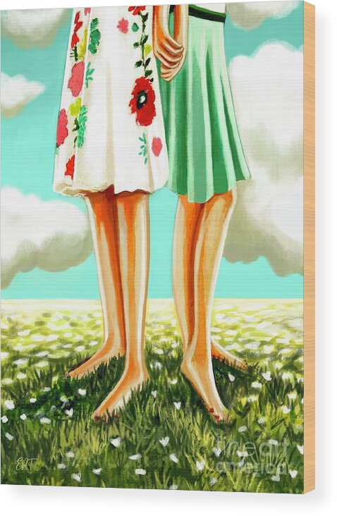 Friendship Wood Print featuring the painting We Need Each Other by Elizabeth Robinette Tyndall