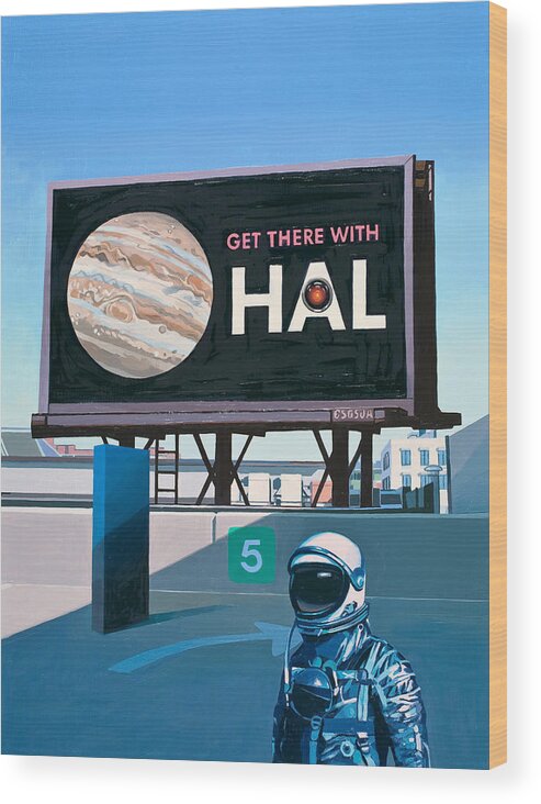 Astronaut Wood Print featuring the painting Get There With HAL by Scott Listfield