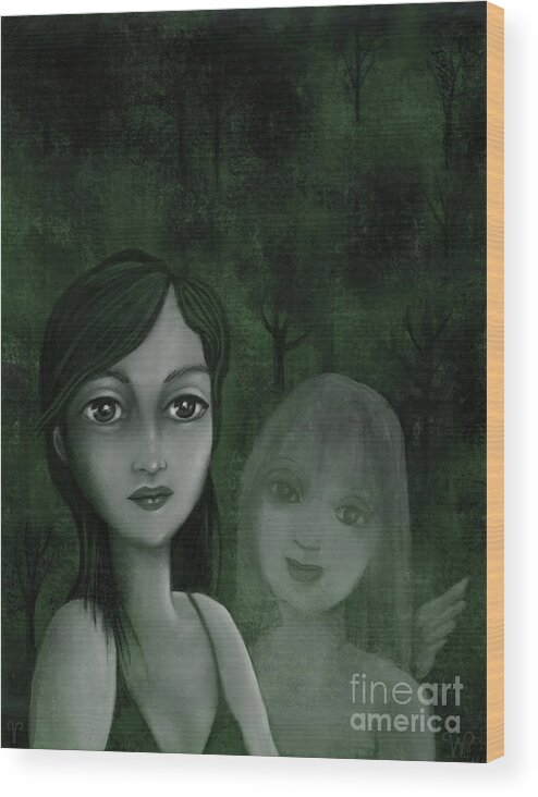 Woman Wood Print featuring the digital art Guardian Angel by Valerie White