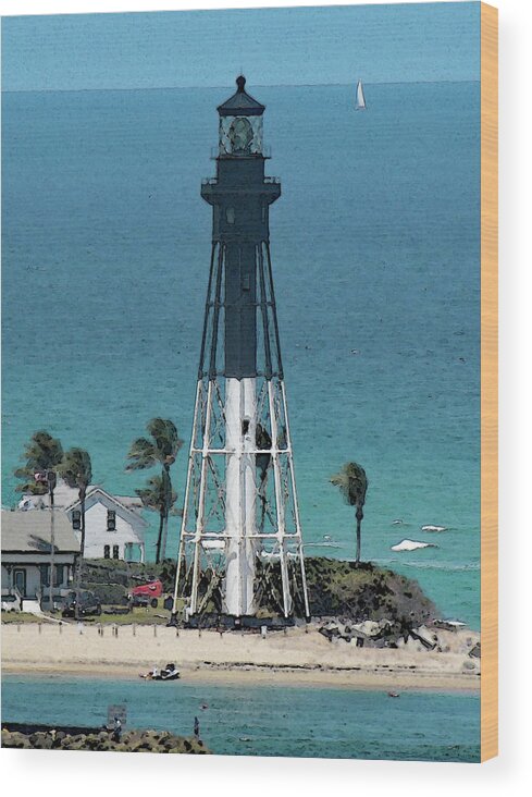 Lighthouse Wood Print featuring the photograph Hillsboro Lighthouse in April by Corinne Carroll