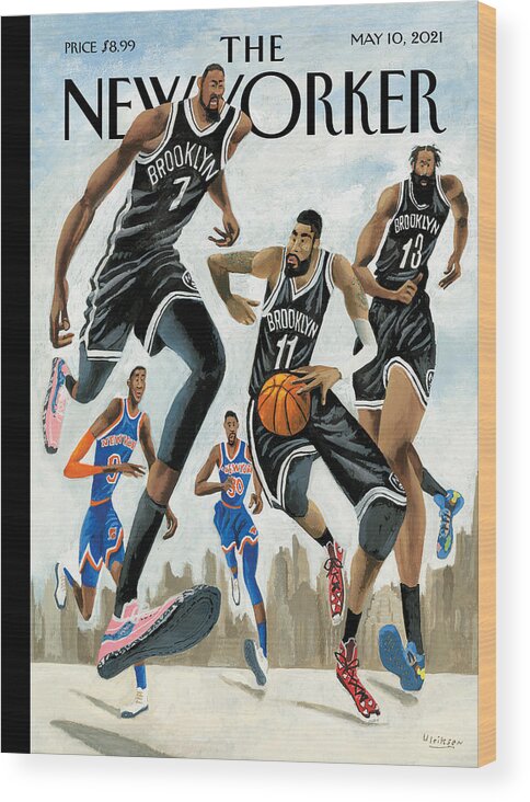 Nyc Wood Print featuring the painting Hoop Dreams in New York by Mark Ulriksen